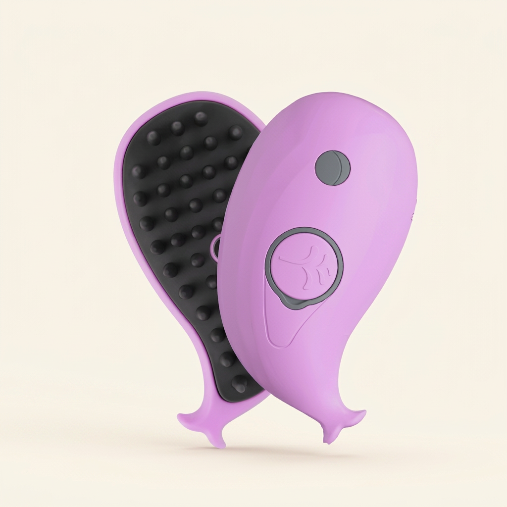 Purple whale brush on cream